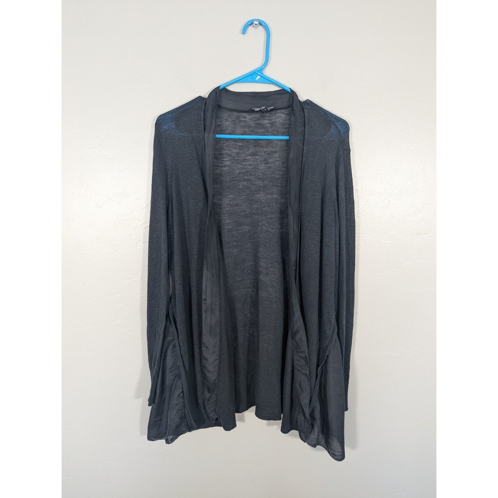 Eileen Fisher M Cardigan Silk Linen Open Front Lightweight Capsule Mature